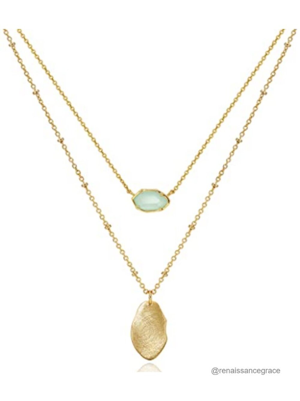 Layered Gold Plated Necklace Set Crystal Pendant 18K